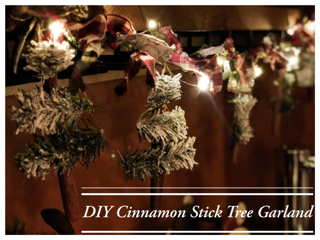 Close up photo of the DIY Cinnamon Stick Tree Garland