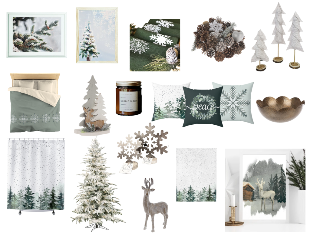 A collection of shoppable items to create a winter decor theme in your space.