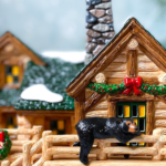 Close up view of bear in Department 56 Jonathan The Bear Man Carving Studio