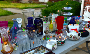 collectables at a garage sale